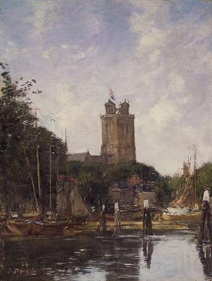 Eugene Boudin Dordrecht the Grote Kerk from the Canal Norge oil painting art